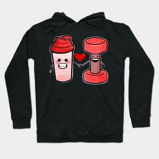 Cute Protein Shaker And weights Valentines Day Hoodie